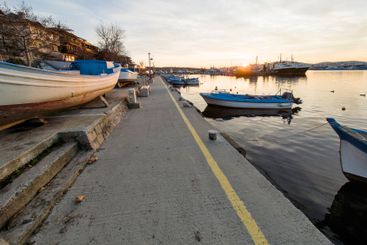 Sunset view of the port of Sozopol, Bulgaria