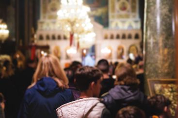 Greek Orthodox Christian Easter ceremony procession,...