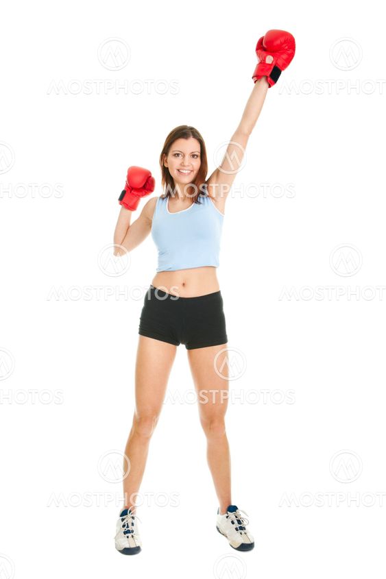 Beautiful woman practicing boxing