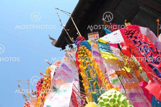 Color paper flag for Buddha worship