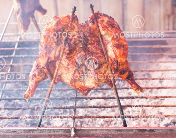 Herb grilled chicken coated
