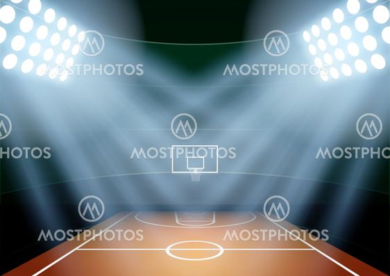 Background for posters night basketball stadium in the...