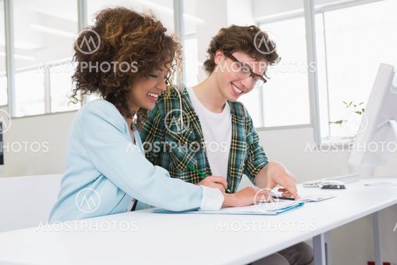 Students working together in class