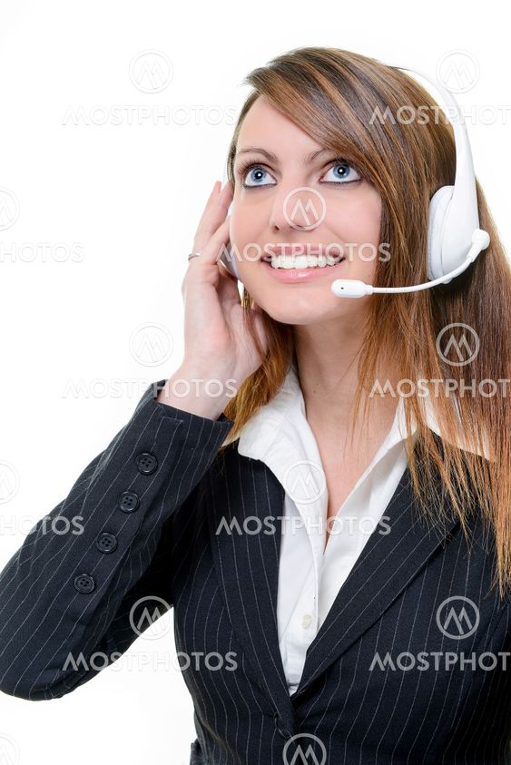 Smiling attractive woman with headphone isolated