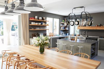 Home Interior With Open Plan Kitchen And Dining Area