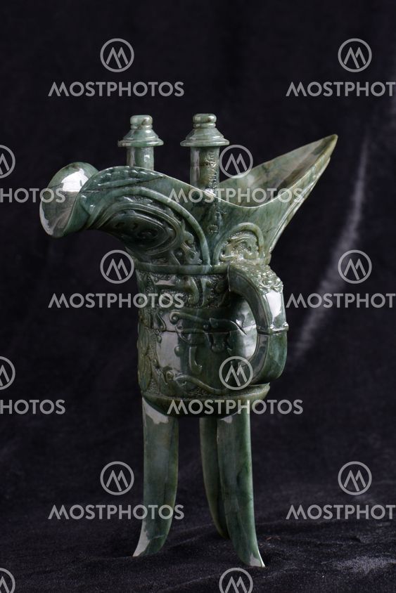 Chinese ancient jade carving art of a wine cup