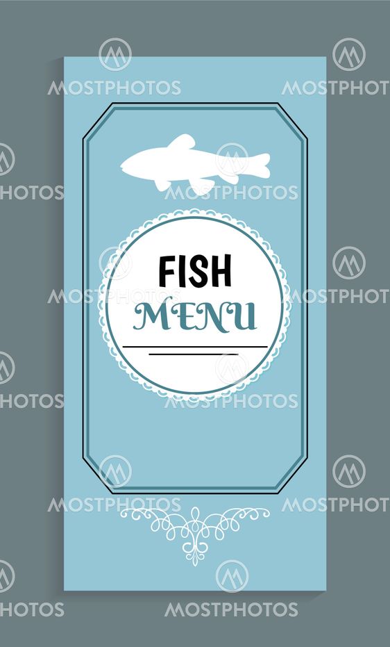 Fish Menu Template, Vector Seafood Dishes List
