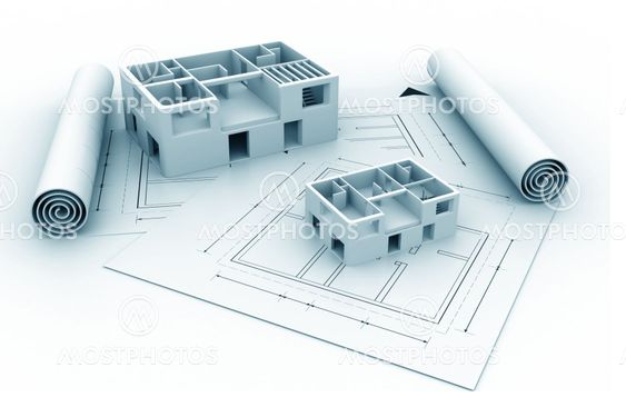 3d architecture house blue print plan