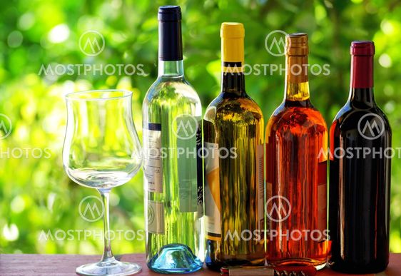 Assortment of portuguese wine bottles.