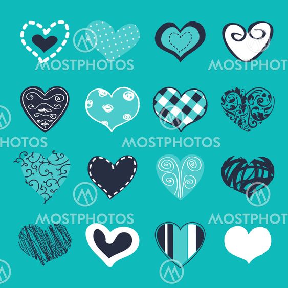 Romantic pattern with hand drawn hearts