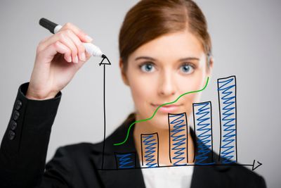 Businesswoman drawing a chart