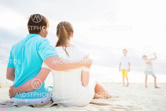 Family on a tropical beach vacation
