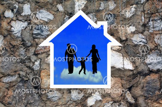 Icon house over a family