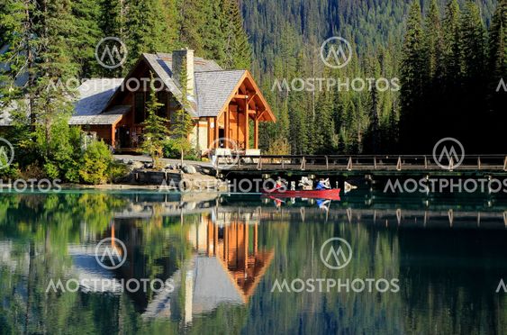 Wooden house at Emerald Lake, Yoho National Park, Canada
