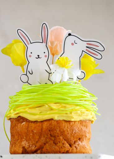Decorated Easter Cake with Bunny Toppers.Easter Baking...