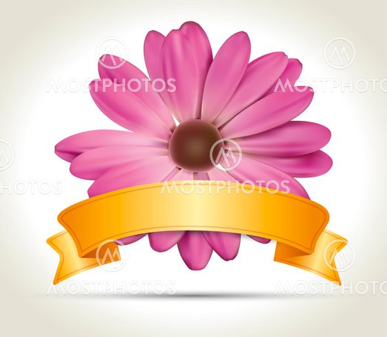 Ribbon with vector flower