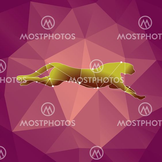 beautiful polygonal guepard on a pink background