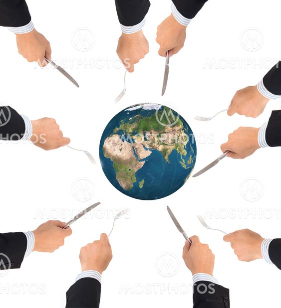 World globe ball with fork and knife isolated, Elements...