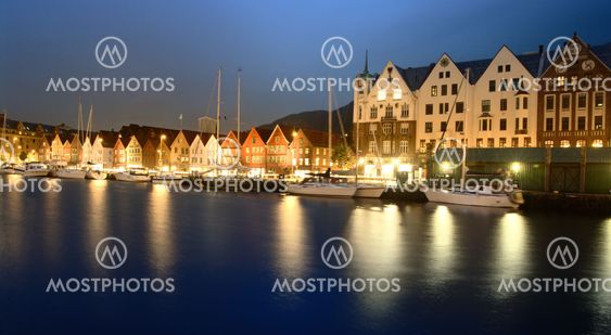 Gamla, Harborside trähus. Bergen, Norge
