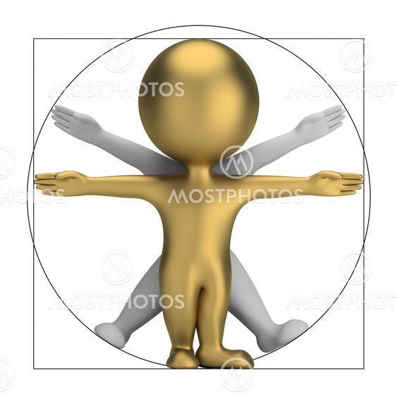3d small people - vitruvian man