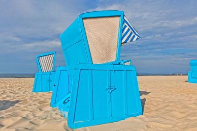 Hooded beach chairs (strandkorb) at the Baltic seacoast
