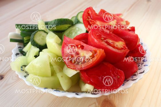 Fresh sliced vegetables
