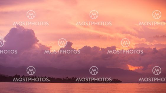 Vibrant tropical sunset at Bali indonesia