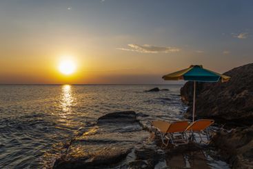 Seaside landscape in the Kalithea area of ​​Rhodes Greece