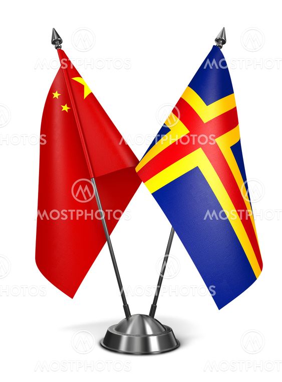 China and Aland - Miniature Flags.