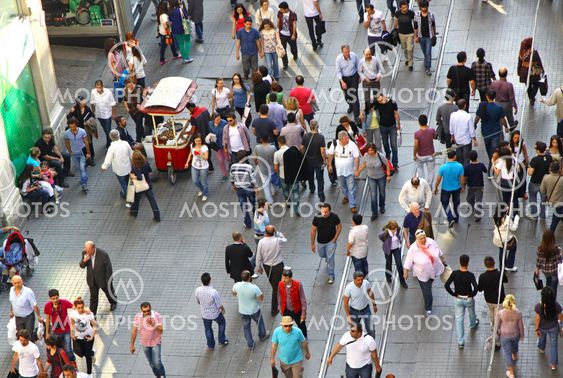 People walking on Istiklal Street in Istanbul