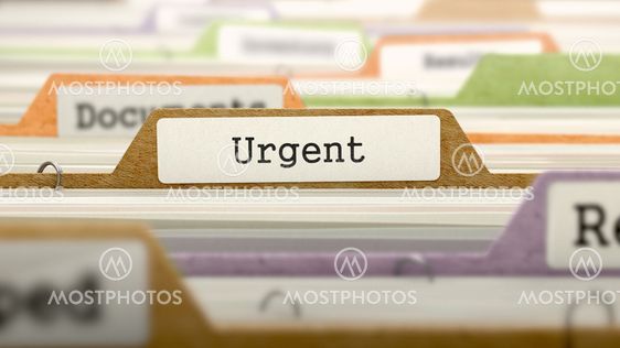Urgent Concept on File Label.