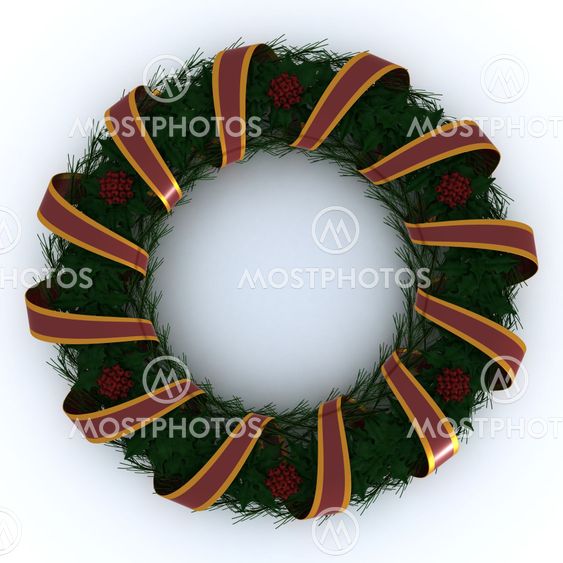 Christmas Garland wrapped in ribbon