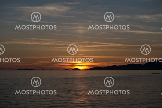 Blue Sky and Sunset on the Sanguinaires Island of Ajaccio in Corsica, France