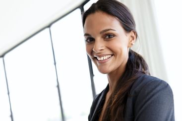 Portrait, businesswoman and attorney in office for...