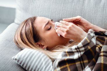 Bed rest during illness. Quarantine coronavirus concept