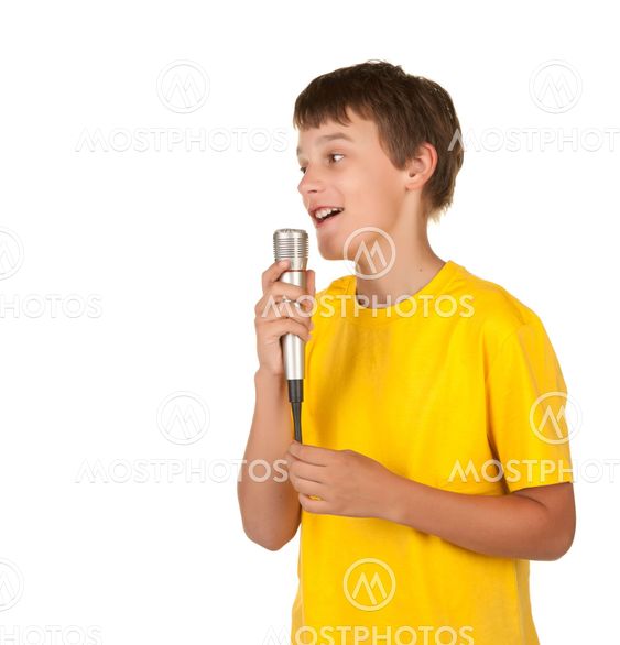 boy speking with microphone