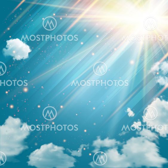 Magic sky with shining stars and rays of light.