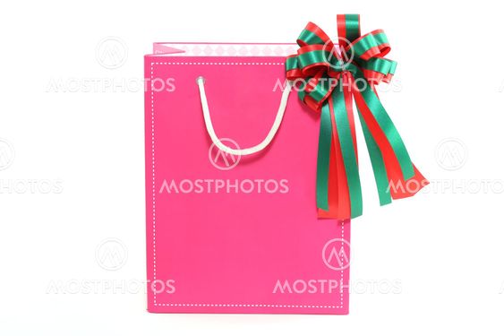 Pink shopping bag isolated on white background