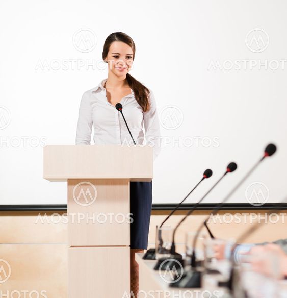 businessmen communicate at the conference