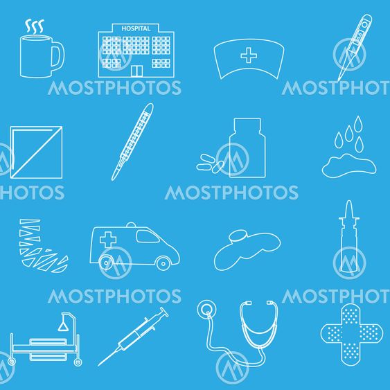 hospital and sick outline icons set eps10