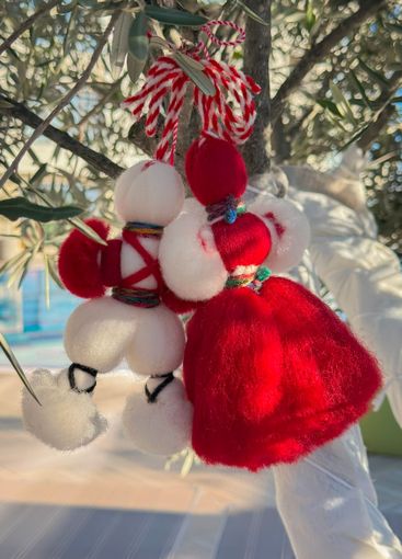 Traditional Martenitsa shaped as figurines of man and...