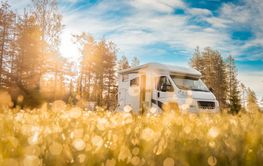 Family vacation travel RV, holiday trip in motorhome