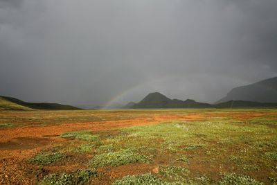 Iceland landscape with rainbow