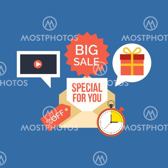 E-mail marketing concept. Flat design stylish.
