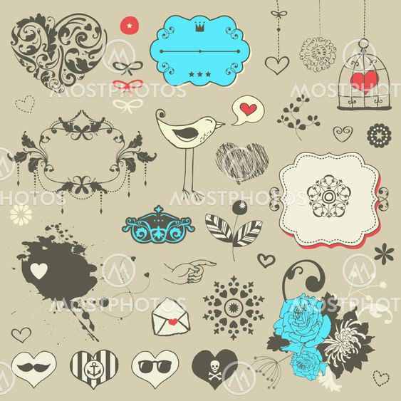 Set of hand drawn elements