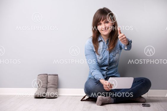 ordinary successful girl showing off fingers
