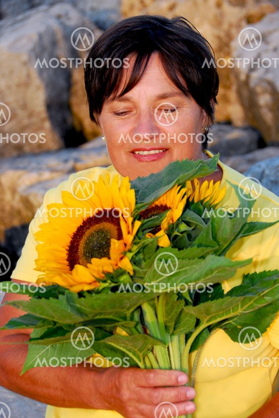Mature woman flowers
