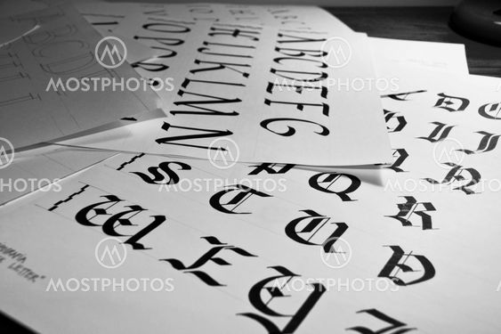 Calligraphically written alphabet
