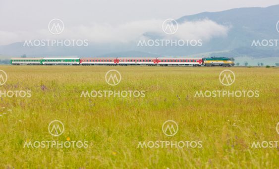 passenger train, Strazovske Vrchy, Slovakia