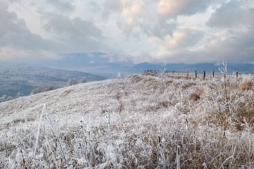 Winter coming. Picturesque moody morning scene in late...